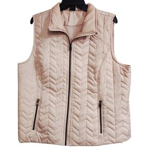 Christopher & Banks Puffer Vest Women's XL Light Pink With Pockets